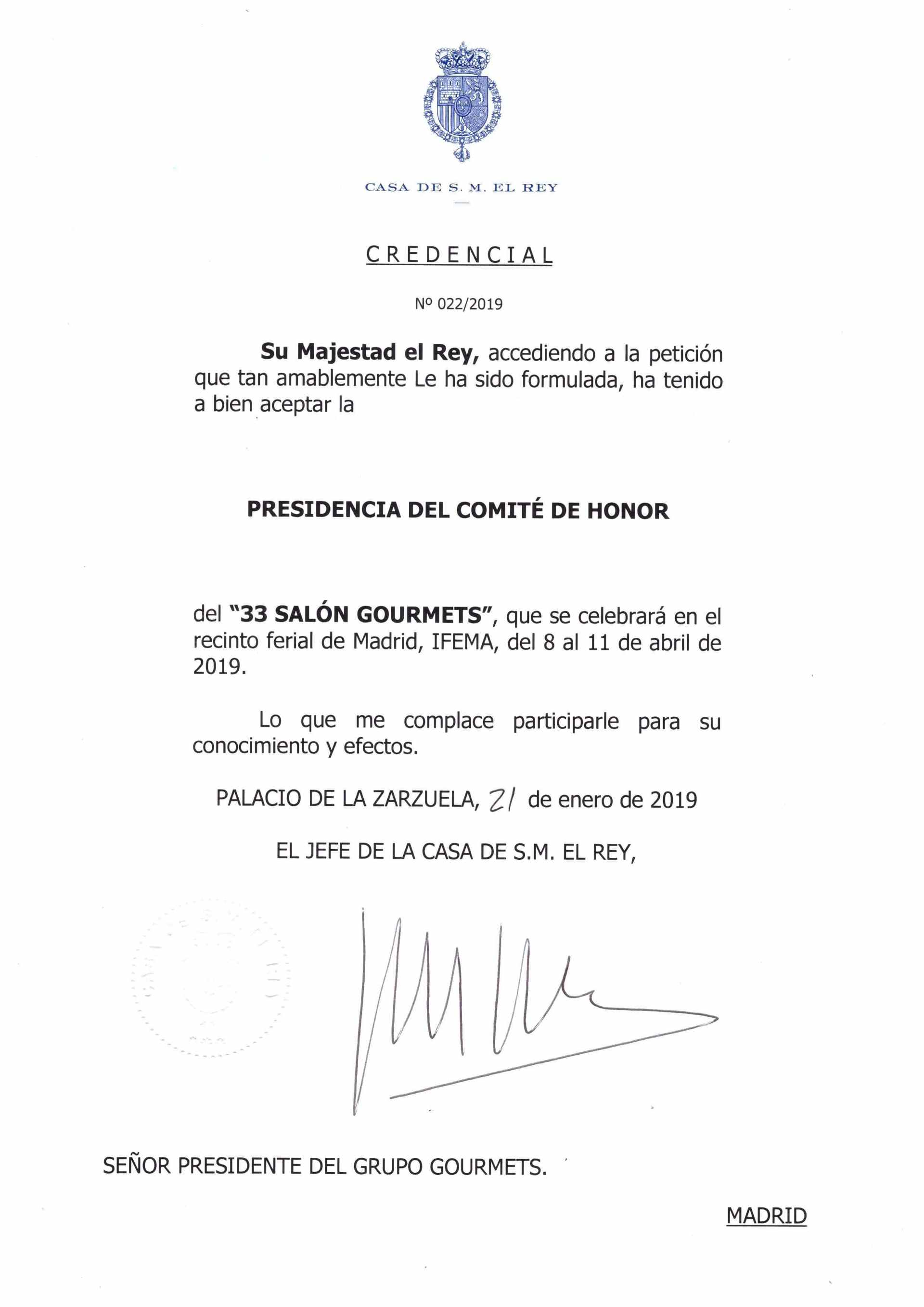 Credencial Comité de Honor