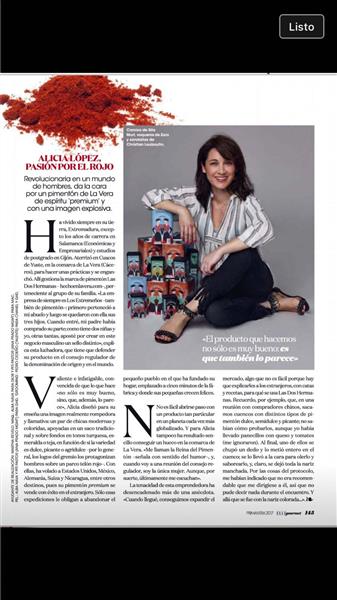 ALICIA LOPEZ , PASION POR EL ROJO. REPORTAJE ELLE GOURMET MARZO 2017