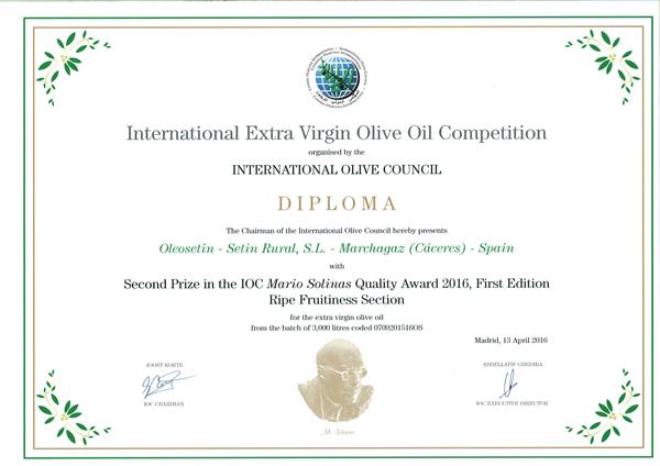 El Consejo Oléico Internacional distingue a Oleosetín con el Premio Mario Solinas 2016