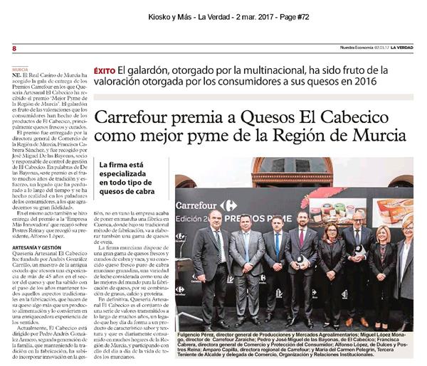 Quesos El Cabecico recibe el premio a la mejor pyme de la Región de Murcia