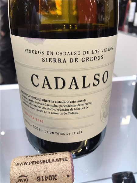 PENINSULA CADALSO 2018 Garnacha, estará presente en el Túnel del Vino del 34SG, Pabellón 8, stand 8A01 del MAPA, en IFEMA.